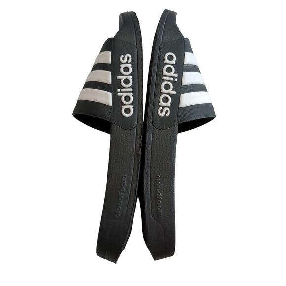 Adidas Adilette Shower Slides 3 stripes Black Mens Size 12 Cloud Foam - Picture 5 of 6